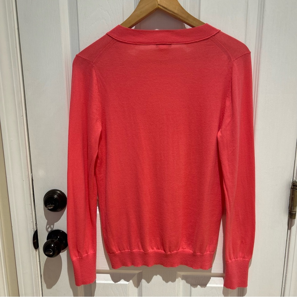 J Crew Womens Sweater Salmon Long Sleeve V Neck Cotton Summer Medium RN77388 - Picture 2 of 12
